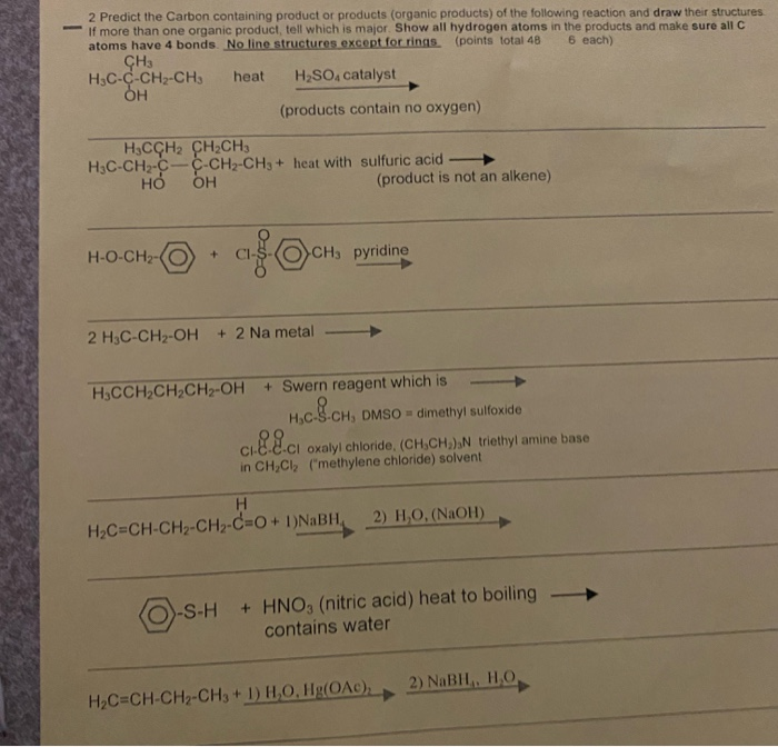 Solved 2 Predict the Carbon containing product or products | Chegg.com