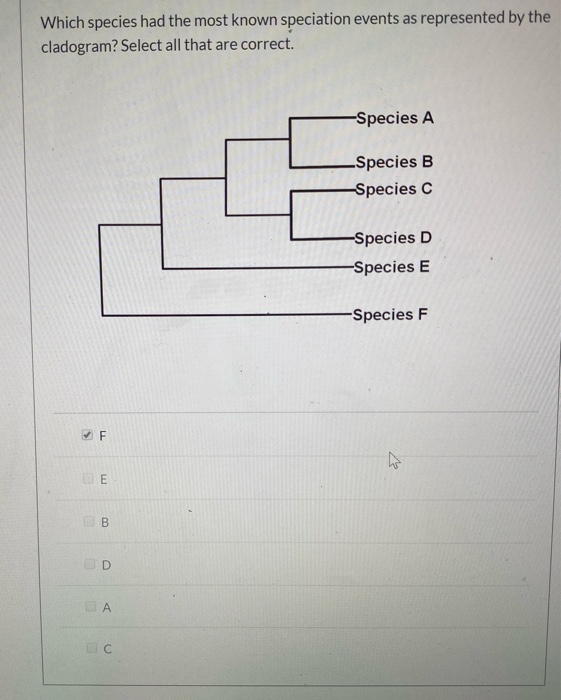 Solved Which Species Had The Most Known Speciation Events As | Chegg.com