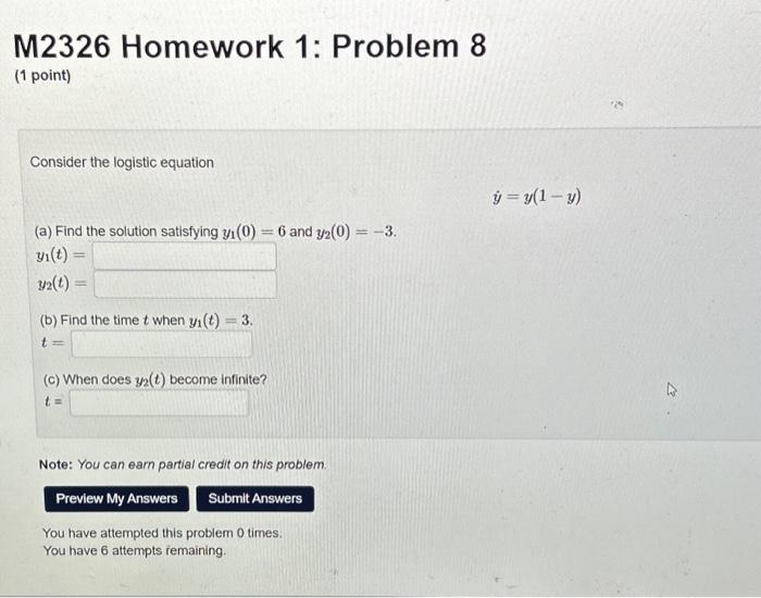 Solved M2326 Homework 1: Problem 8 (1 Point) Consider The | Chegg.com