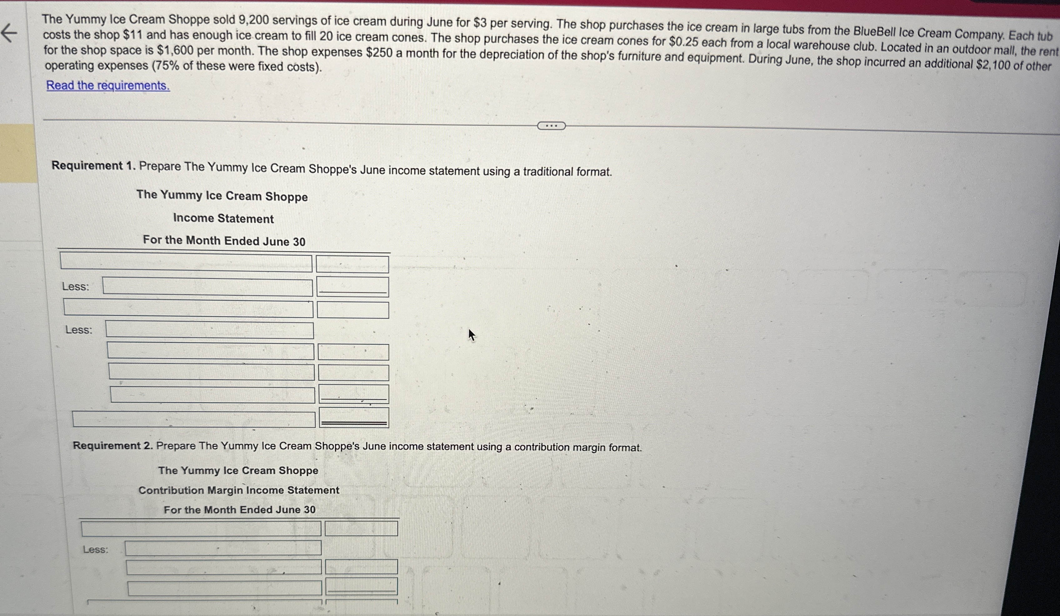 The Yummy Ice Cream Shoppe sold 9,200 ﻿servings of