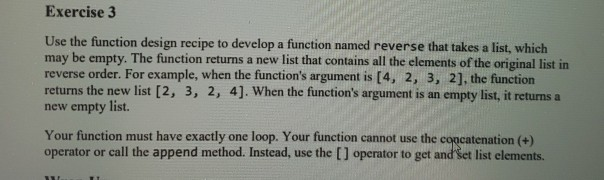 Solved Exercise 3 Use the function design recipe to develop | Chegg.com
