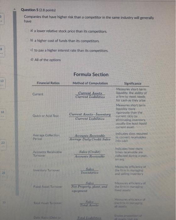 Solved A list of formulas can be found at the bottom of each | Chegg.com