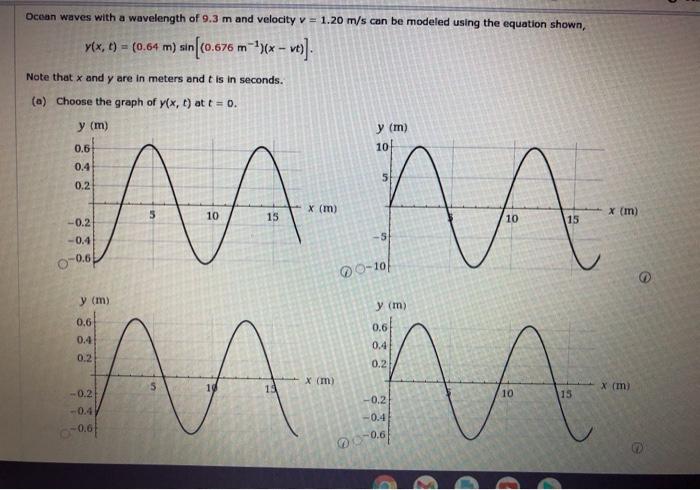 Solved Ocean waves with a wavelength of 9.3 m and velocity v | Chegg.com