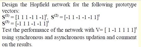 Design the Hopfield network for the following | Chegg.com
