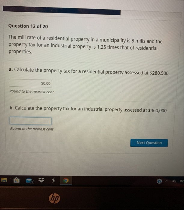 Solved Question 13 of 20 The mill rate of a residential