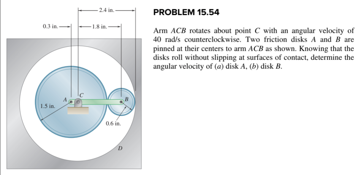 Solved PROBLEM 15.54Arm ACB Rotates About Point C ﻿with An | Chegg.com