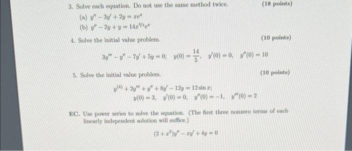 Solved 3. Solve each equation. Do not use the same method | Chegg.com