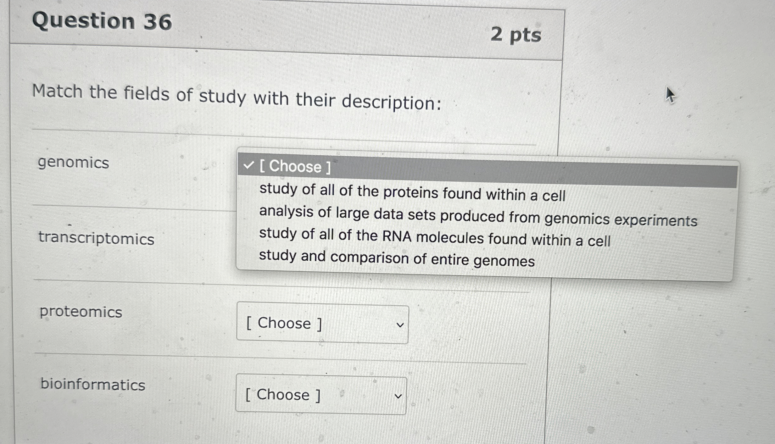 Solved Question 362 ﻿ptsMatch the fields of study with their | Chegg.com