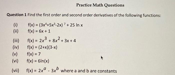 Solved Question 1 Find The First Order And Second Order | Chegg.com