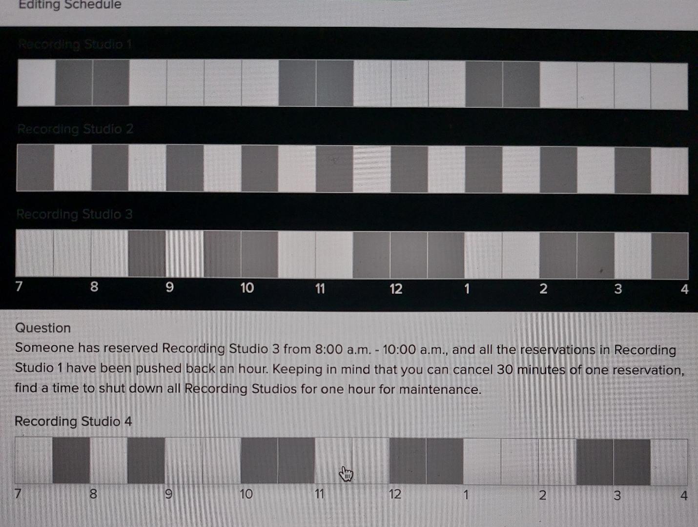 Solved Editing ScheduleRecording Studio 2Recording Studio | Chegg.com