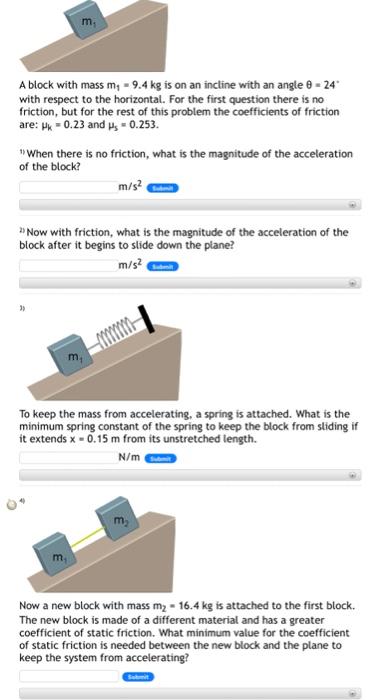 Solved A Block With Mass M1=9.4 Kg Is On An Incline With An | Chegg.com