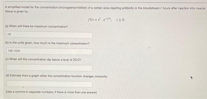 Solved A simplified model for the concentration | Chegg.com
