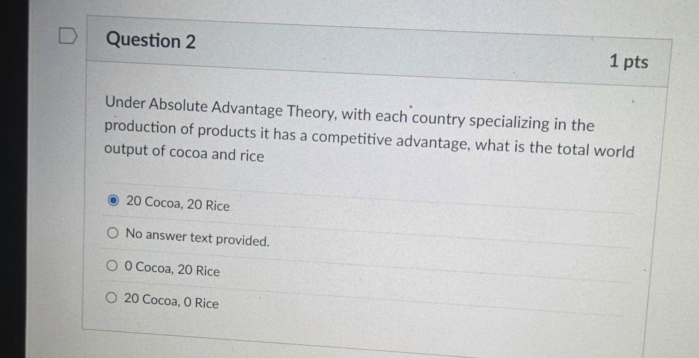 Questionnaire Rice Production Solved Question 2Under Absolute Advantage Theory, with each | Chegg.com