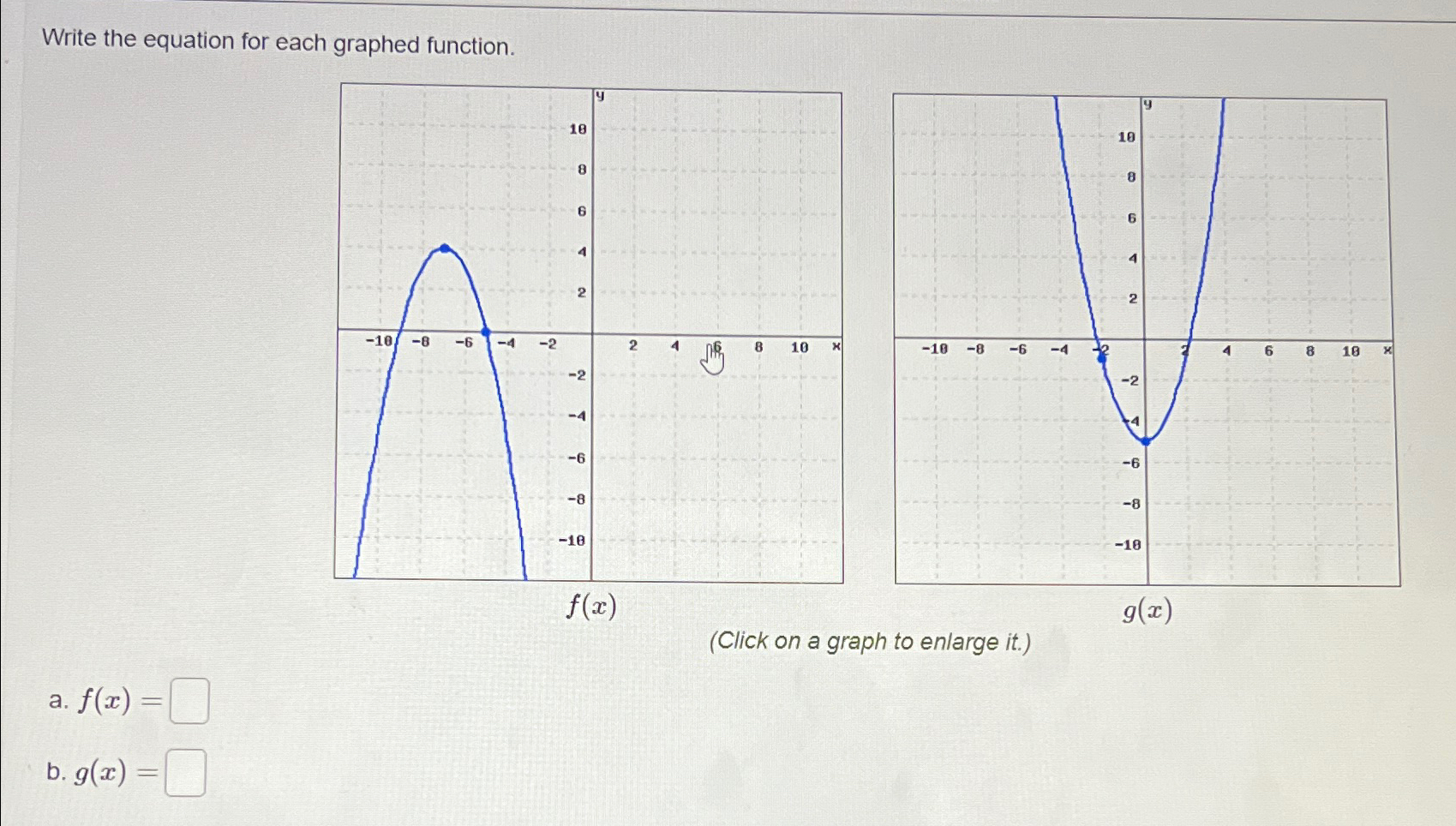 Solved Write the equation for each graphed function. | Chegg.com