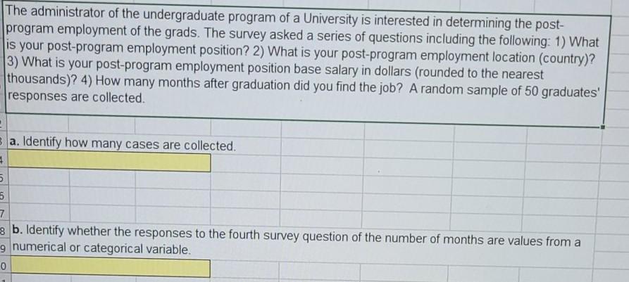 Solved The administrator of the undergraduate program of a | Chegg.com