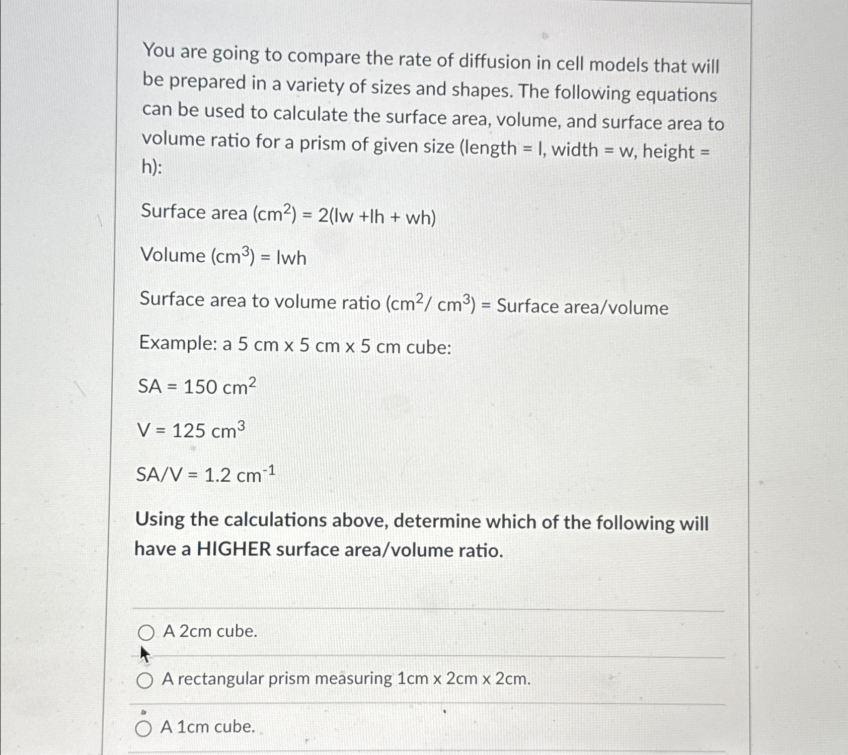 Solved You are going to compare the rate of diffusion in | Chegg.com