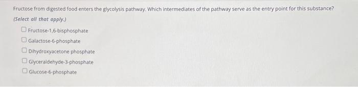 Solved Fructose from digested food enters the glycolysis | Chegg.com