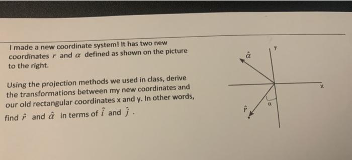 Solved I made a new coordinate system! It has two new | Chegg.com
