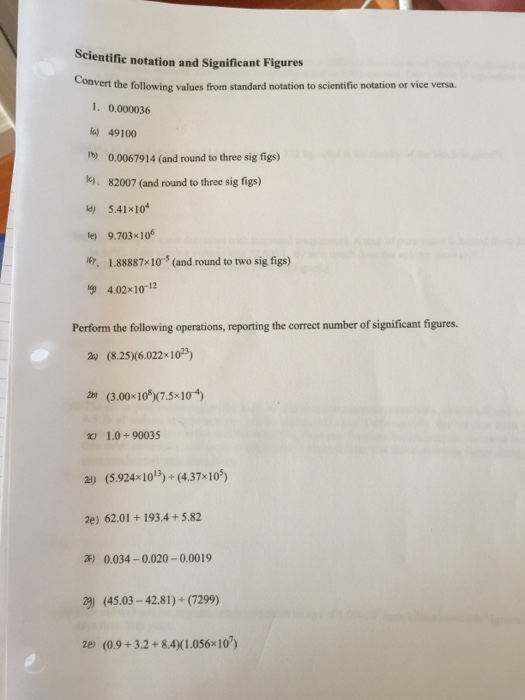 Solved Scientific notation and Significant Figures Convert | Chegg.com