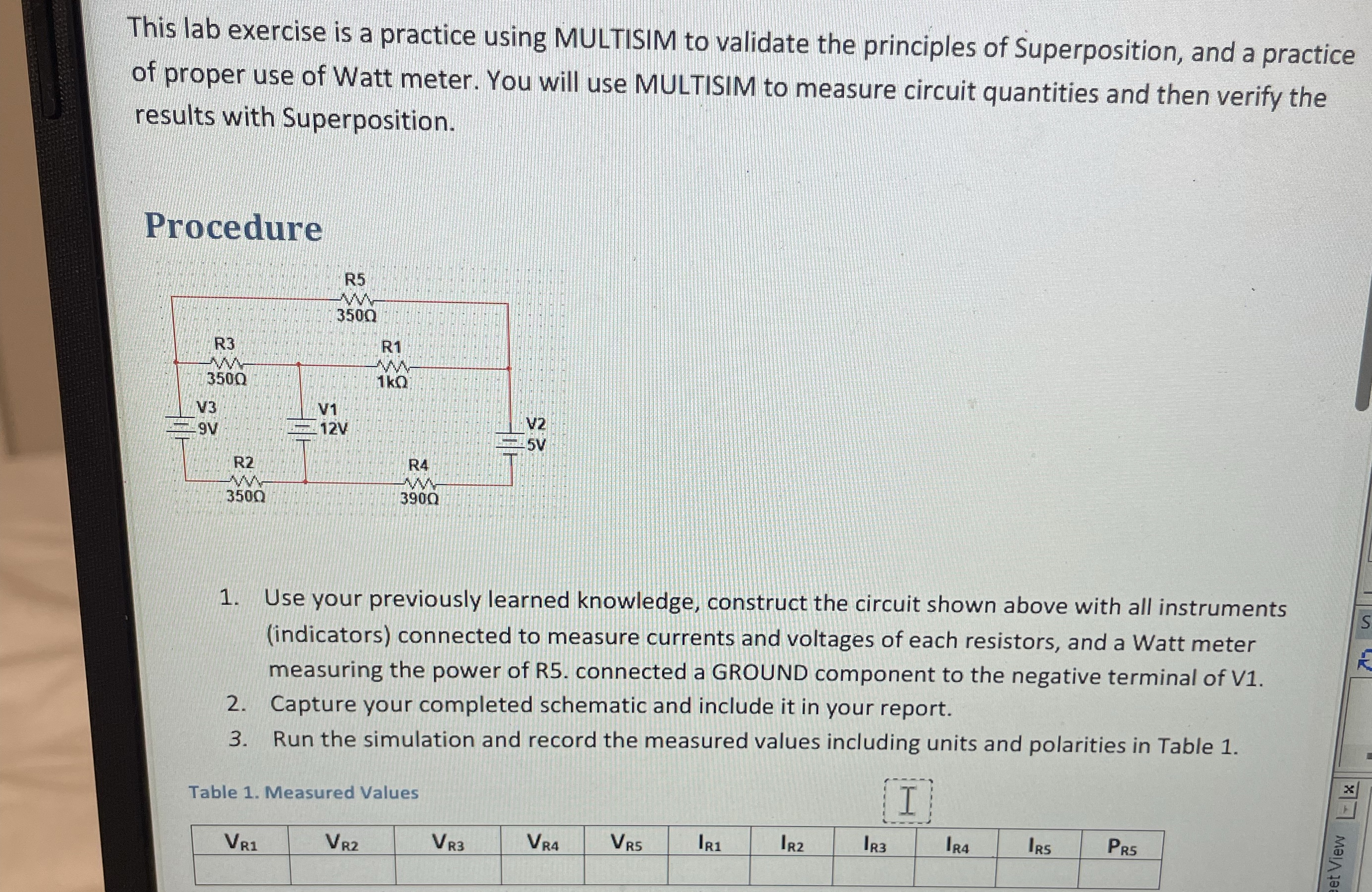 Solved Using MULTISIM, calculate the following table iThis