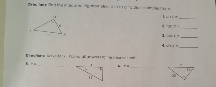 Solved Directions: Find the indicated trigonometric ratio as | Chegg.com