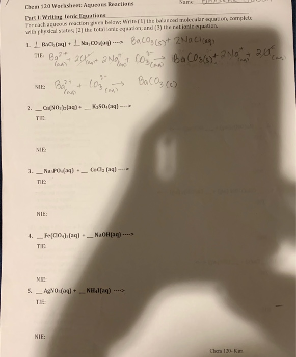 Net Ionic Equations Worksheet 1 Answers Tessshebaylo