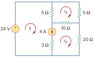 Solved: Use mesh analysis to determine i1, i2, and i3 in Fig. 3.25 ...