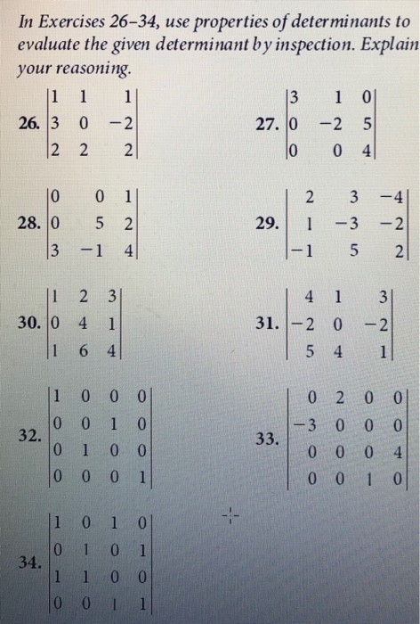 Solved In Exercises 26–34, Use Properties Of Determinants To | Chegg.com