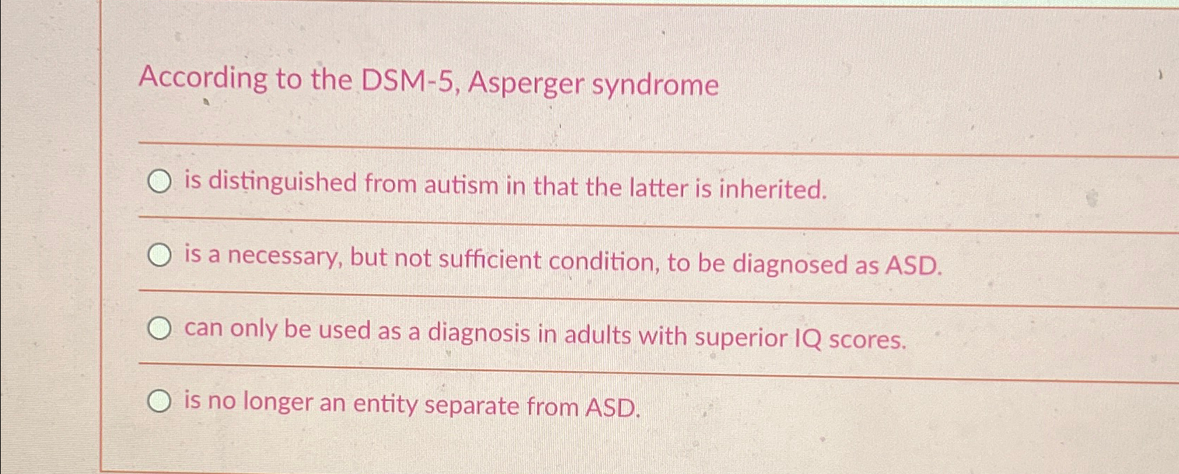 Solved According to the DSM 5 Asperger syndromeq is Chegg