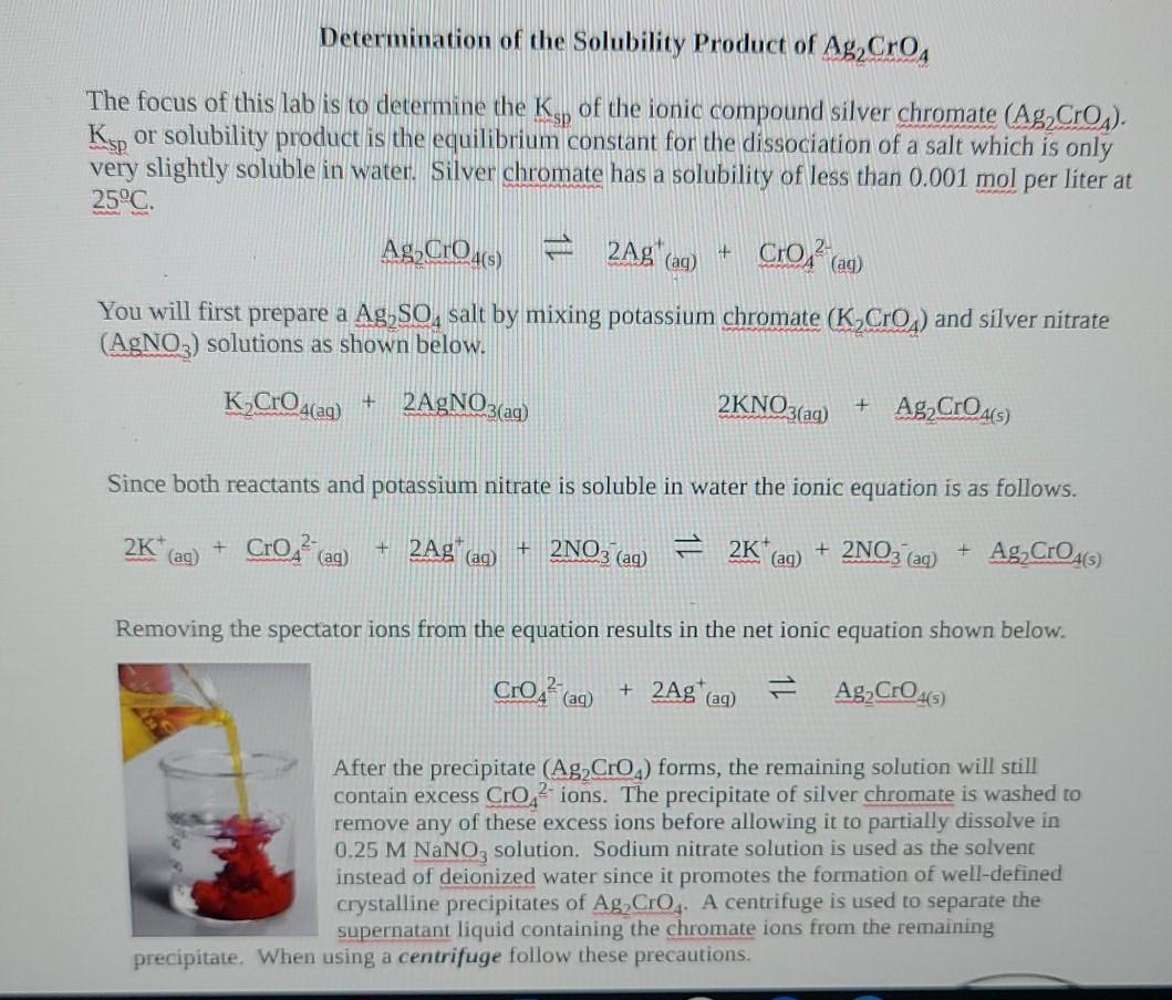 Question 1 If All The Ag2cro4 S Dissolves In One Chegg 