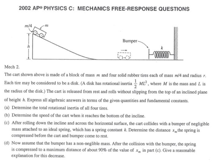 Solved 2002 AP PHYSICS C MECHANICS FREE RESPONSE QUESTIONS