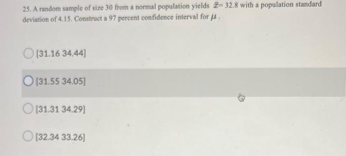 Solved 3. For a normal population with a mean of 20 and a | Chegg.com