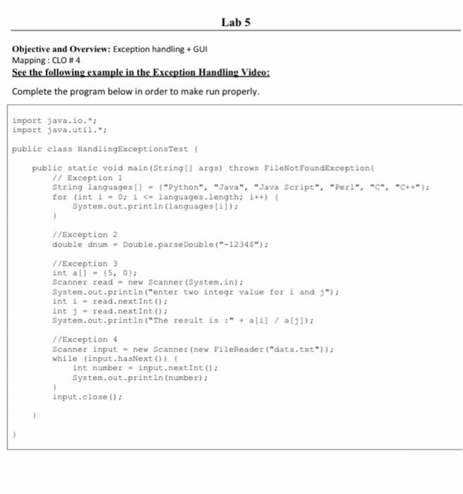 Exception handling in Java with examples