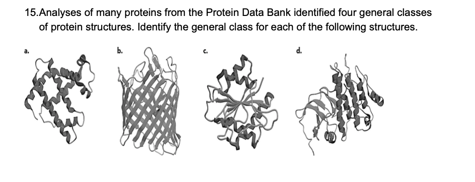 Solved 15.Analyses of many proteins from the Protein Data | Chegg.com