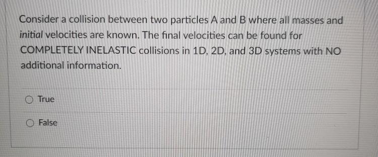 Solved Consider a collision between two particles A and B | Chegg.com