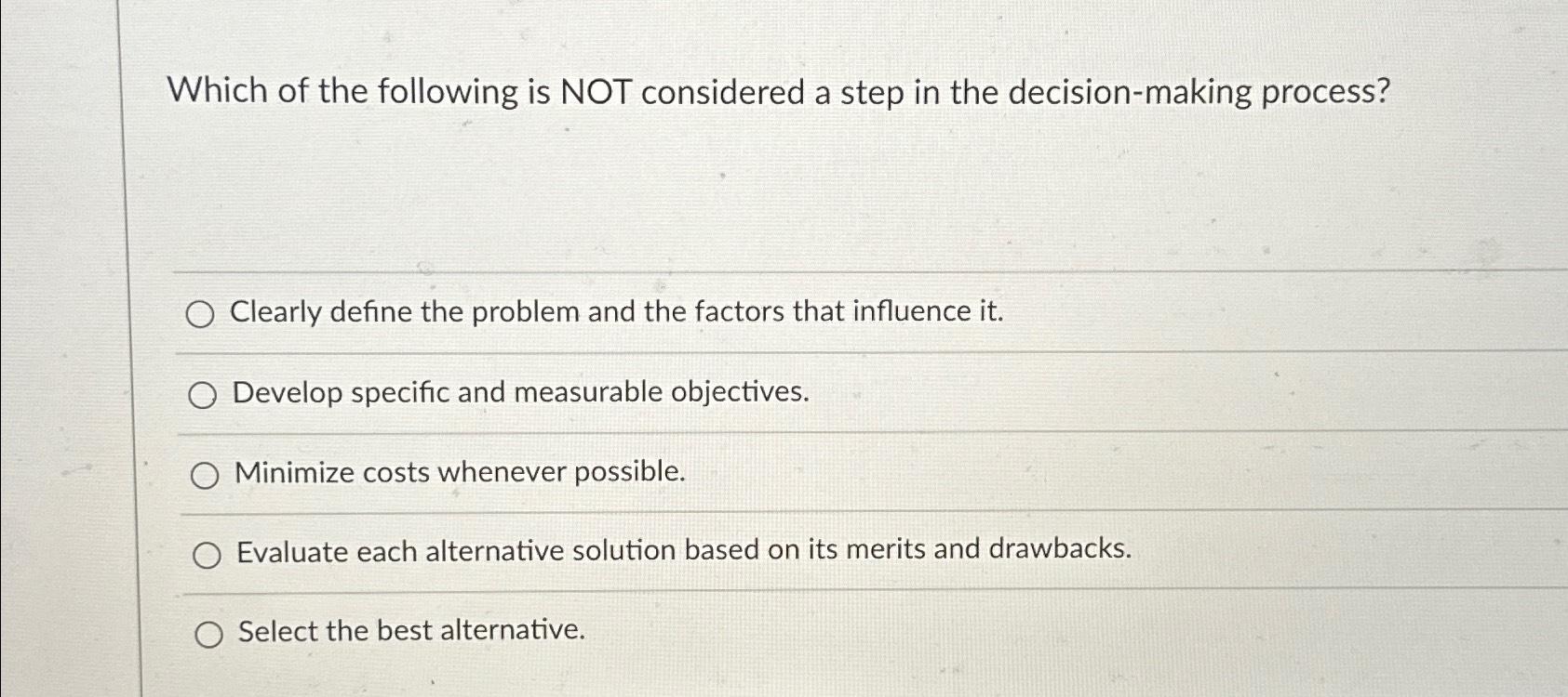 Solved Which of the following is NOT considered a step in | Chegg.com
