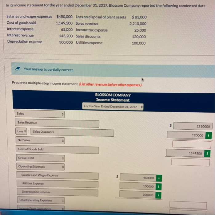 Solved In Its Income Statement For The Year Ended Decembe Chegg Com