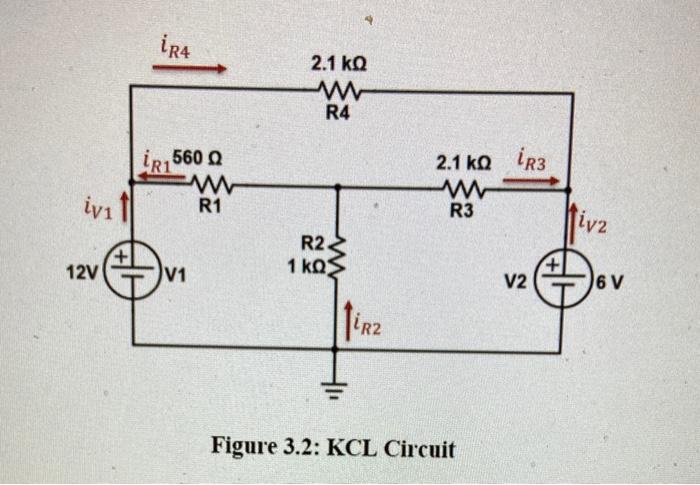 Solved Figure 3.2: KCL Circuit | Chegg.com