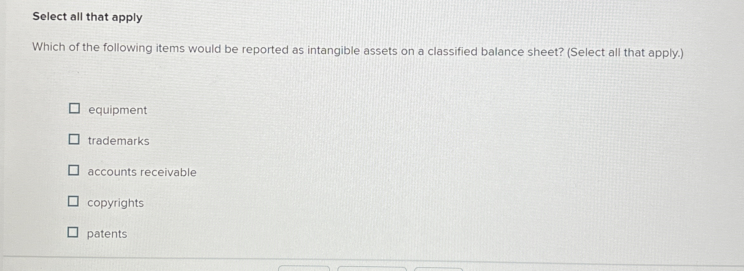 Solved Select all that applyWhich of the following items | Chegg.com
