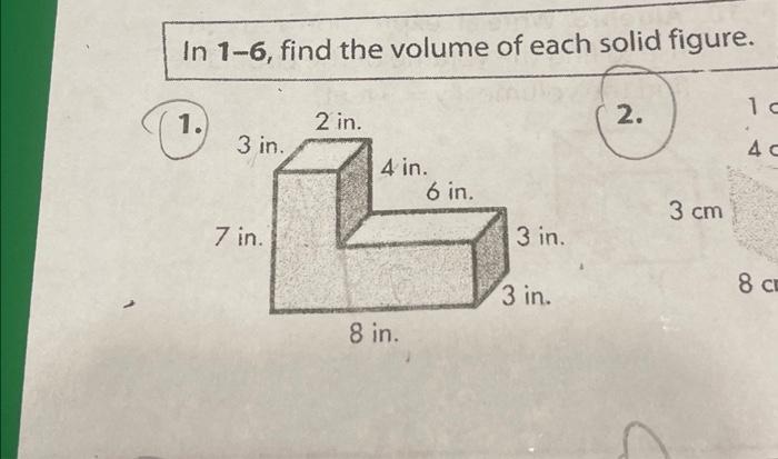 in 1 6 find the volume of each solid figure