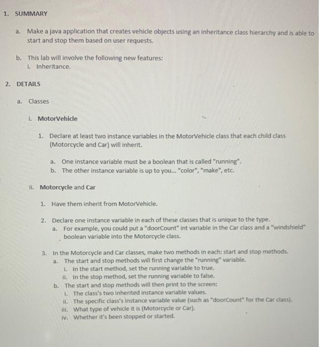 Solved 1. SUMMARY a. Make a java application that creates | Chegg.com