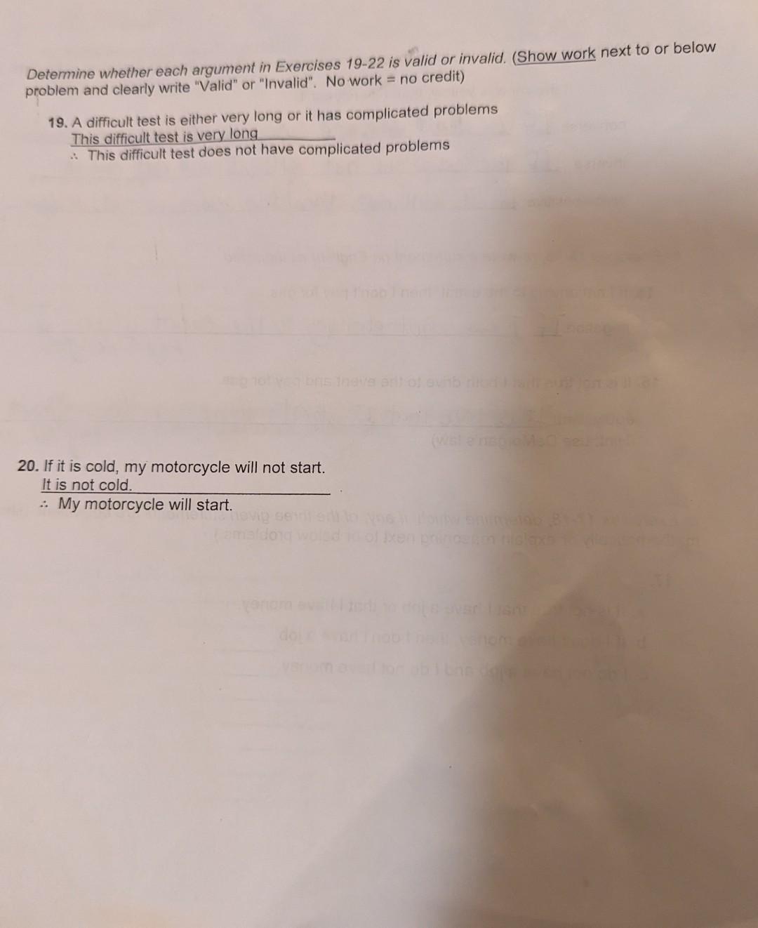 Determine whether each argument in Exercises 19-22 is | Chegg.com