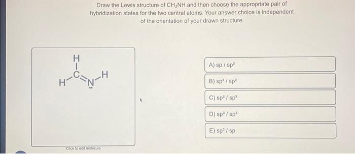 Solved Draw the Lewis structure of CH2NH and then choose the | Chegg.com