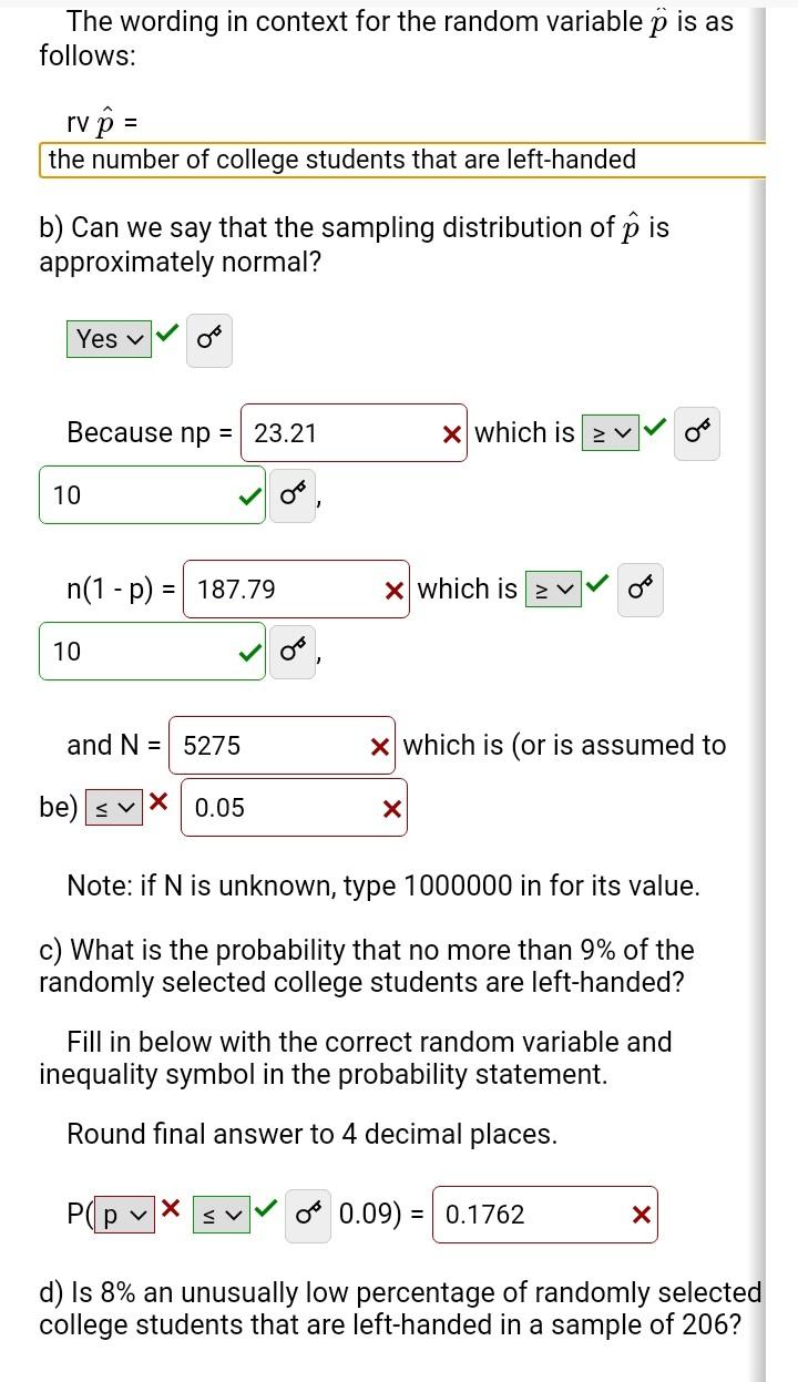 Solved Assume 11 of the population is lefthanded. Assume