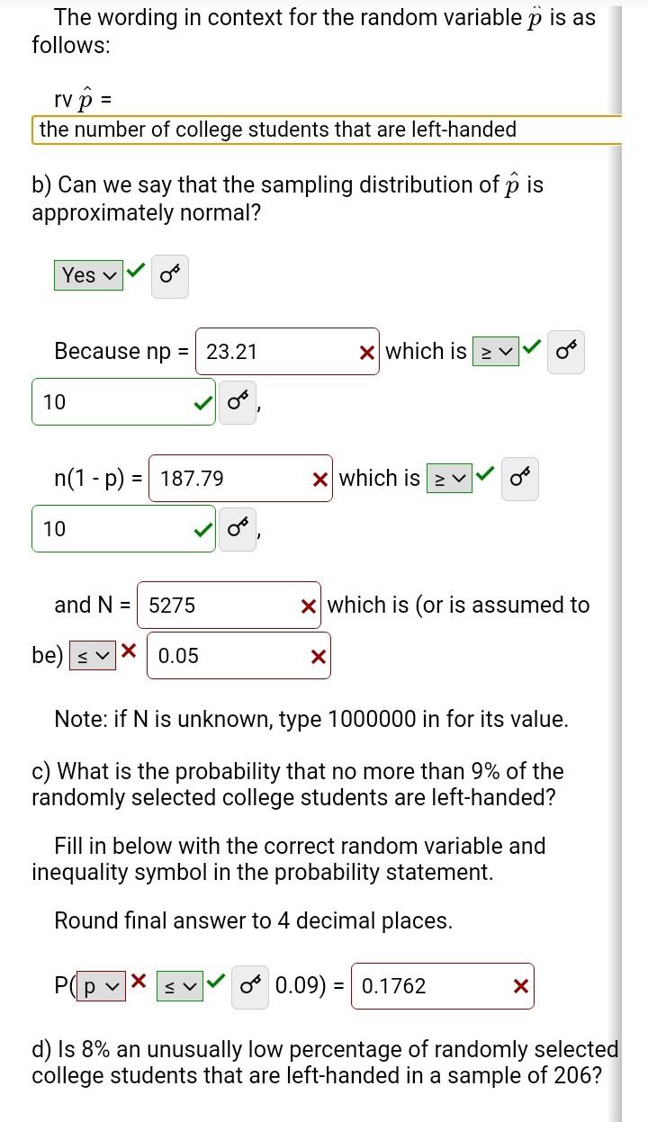 Solved Assume 11% of the population is left-handed. Assume | Chegg.com