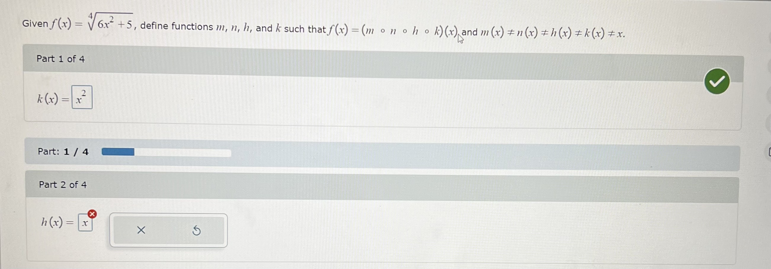 Solved Given F X 6x2 54 ﻿define Functions M N H ﻿and K