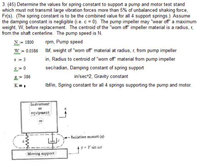 Solved (45) ﻿Determine the values for spring constant to | Chegg.com