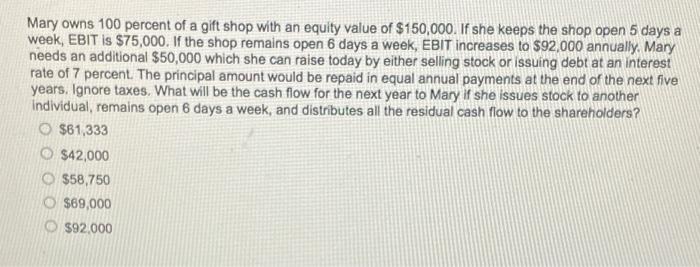 solved-mary-owns-100-percent-of-a-gift-shop-with-an-equity-chegg