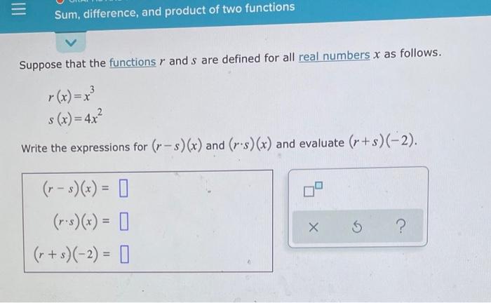 Solved Sum, difference, and product of two functions Suppose | Chegg.com
