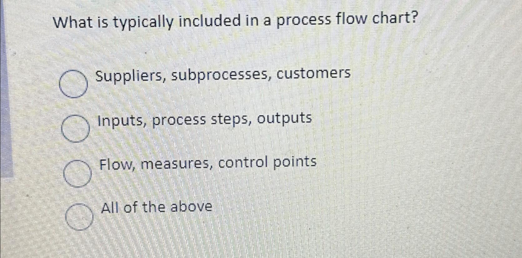 Solved What is typically included in a process flow | Chegg.com